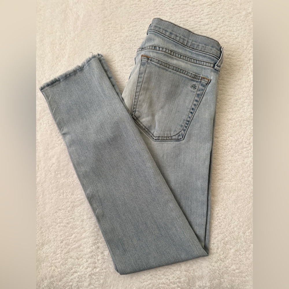 rag & bone Dre Jeans Light Wash Raw Hem Slim Straight Ankle Premium Denim